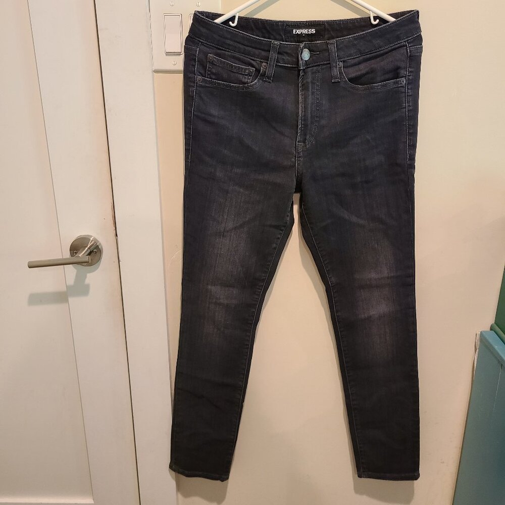 Express skinny hiper stretch black faded jeans 30x30